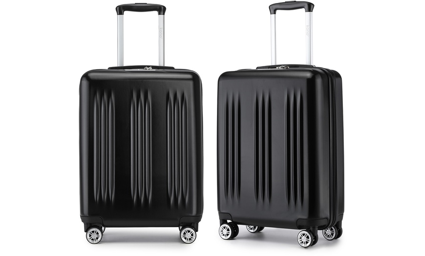 Image 3: Five-Piece Striped Expandable ABS+PC 20", 24'' and 28'' Suitcase 