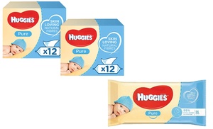 12- or 24-Pack of Huggies Pure Baby Wipes