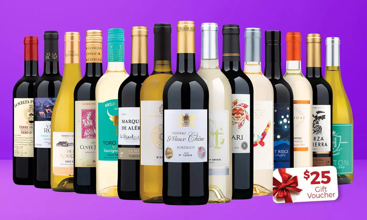 15 Bottles of Wine and $25 Voucher from Wine Insiders (Up to 72% Off) - Primary Image