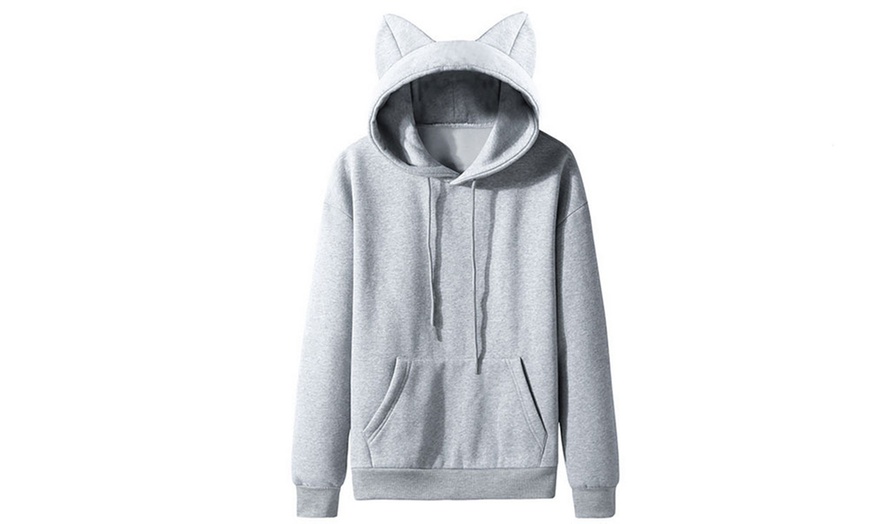 Image 4: Women's Cat Ears Long Sleeve Hoodie Sweatshirt
