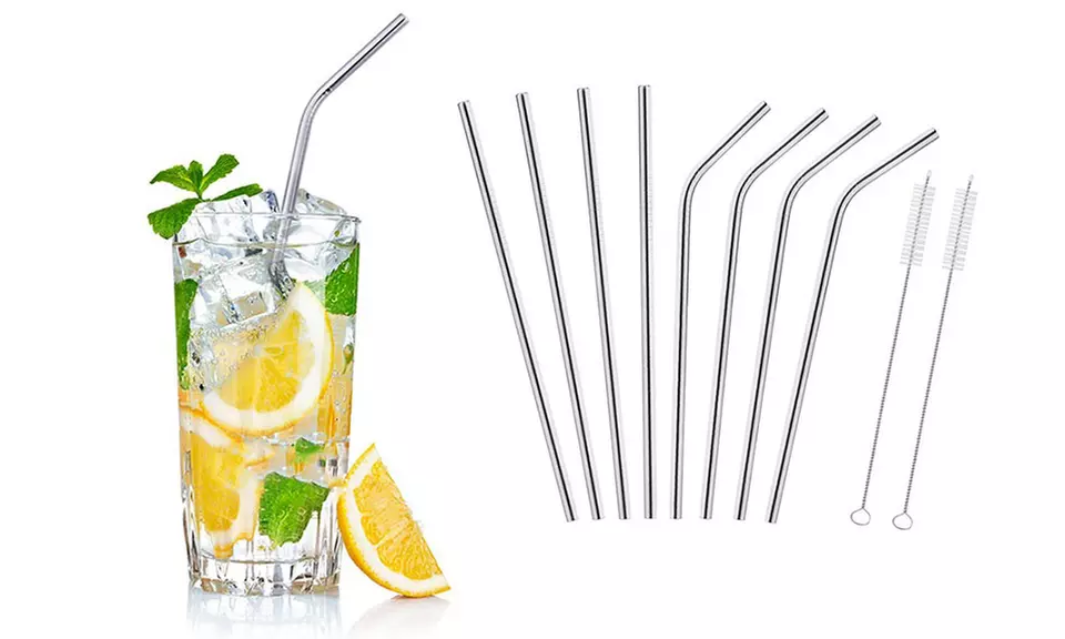 1 ou 2 sets de 8 pailles en acier inoxydable lavables et réutilisables - Primary Image