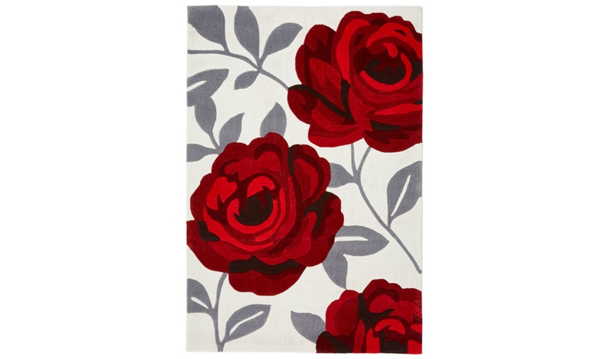 Image 4: Rose-Patterned Hand-Tufted Rug 