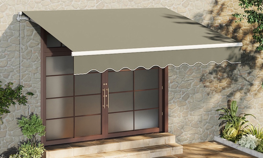 Image 2: Grey Manual Retractable Patio Awning