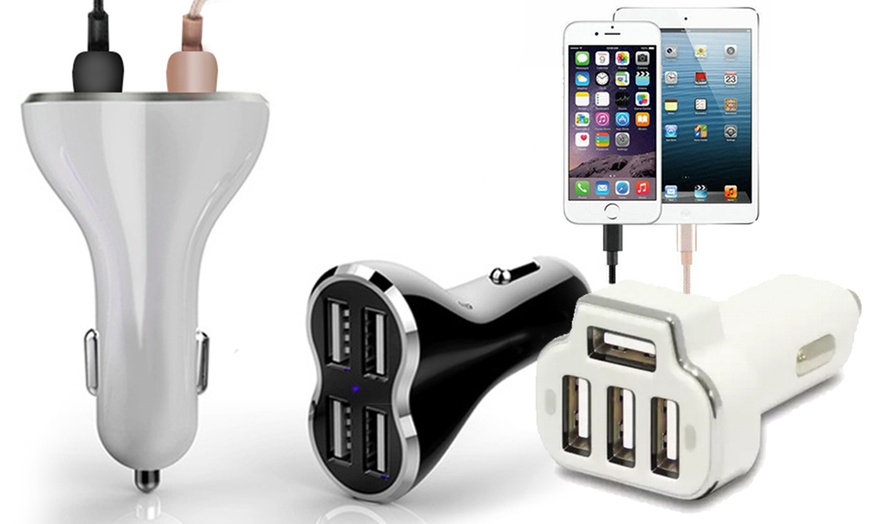 Image 1: Four-Port USB Car Charger