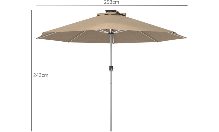 Image 6: Outsunny Solar Powered Garden Parasol with Integrated Lights