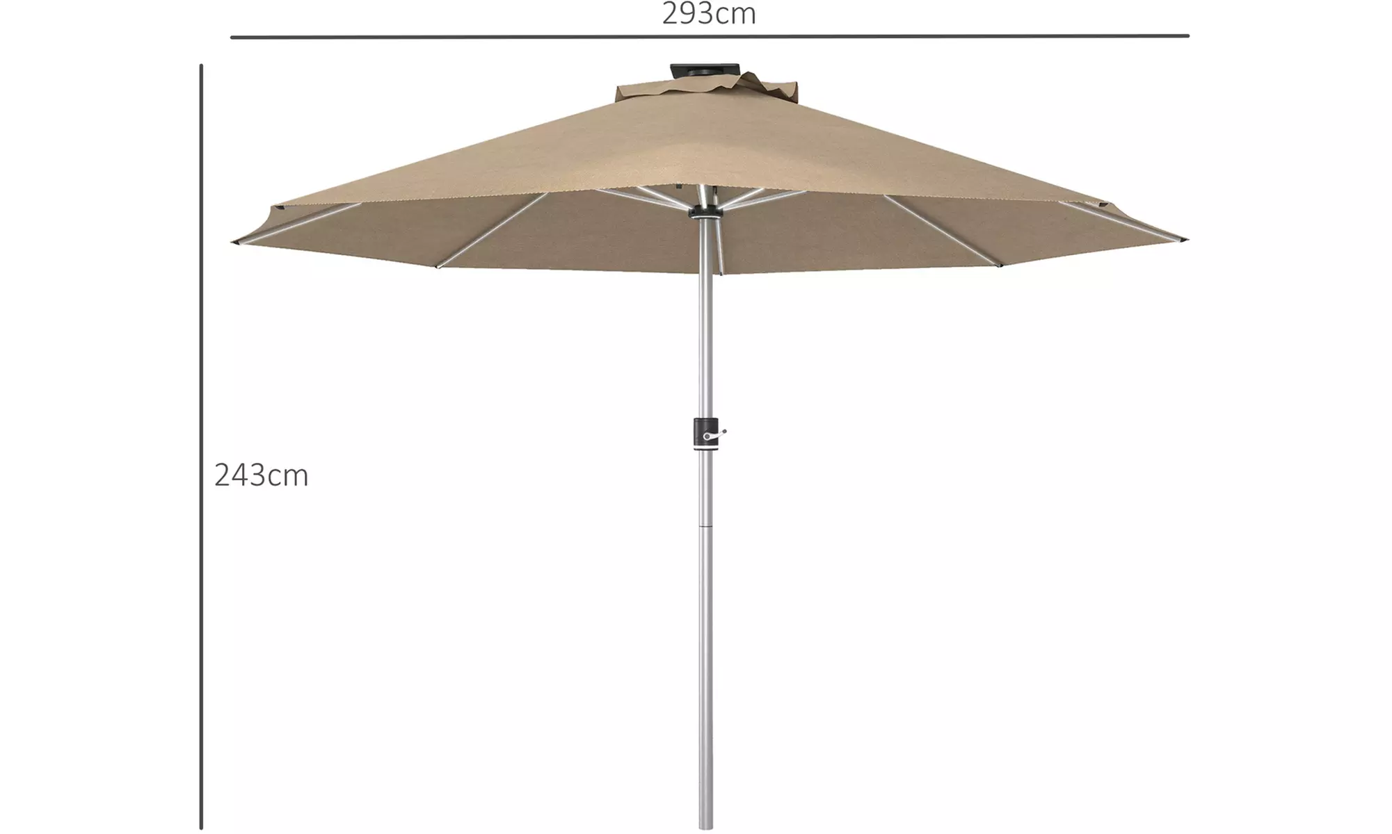 Outsunny Solar Powered Garden Parasol with Integrated Lights