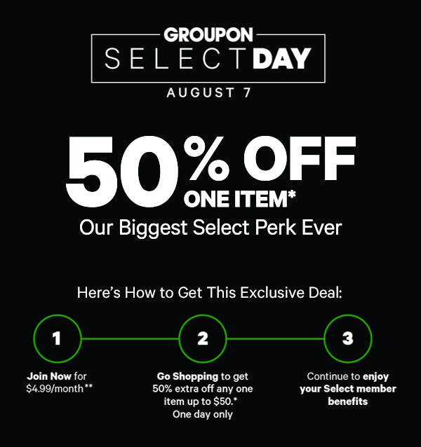 Sign up for Groupon Select - Enjoy extra discounts and benefits. Click to Learn More