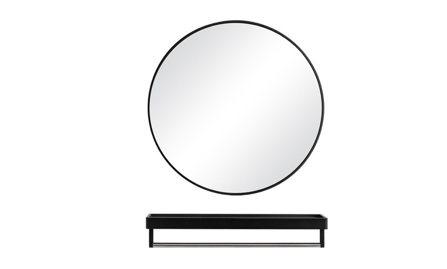 Image 2: Nordic Round Bathroom Mirror with a Sleek Metallic Frame