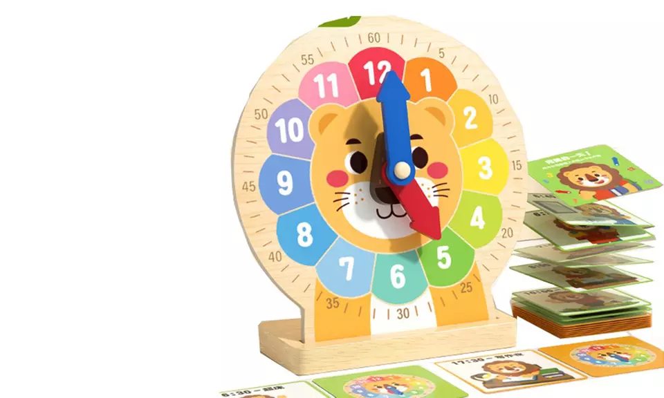 Holz-Lernuhr mit 18 Trainingskarten