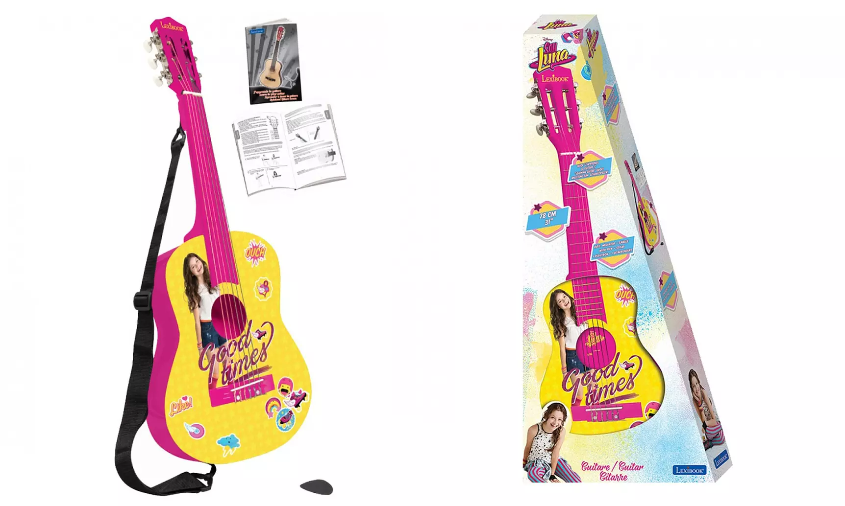 Lexibook Akustikgitarre für Mädchen "Soy Luna" oder "Chica Vampiro" nach Wahl, inkl. Plektrum und Gitarrengurt - Second Medium