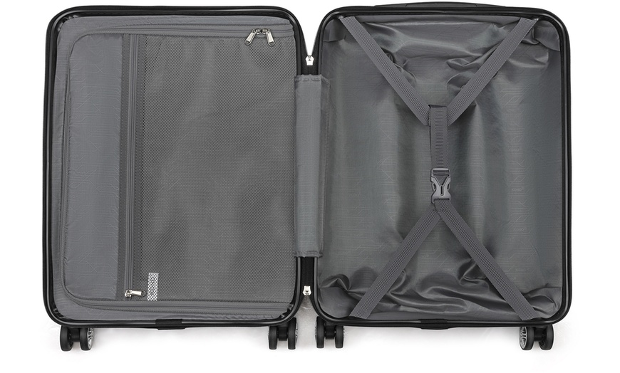 Image 7: Five-Piece Striped Expandable ABS+PC 20", 24'' and 28'' Suitcase 