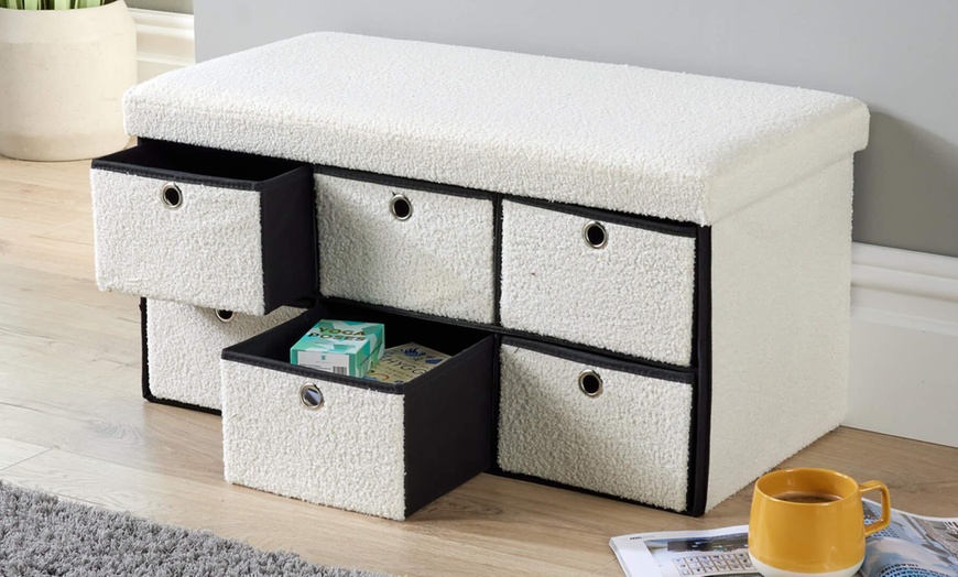 Image 3: Furniture Dealz Sofia Six Drawer Folding Storage Ottoman