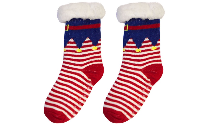 Image 10: Warm Winter Lined Christmas Slipper Socks