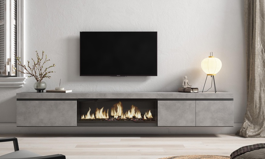 Image 16: Mueble TV '' Cozy'' con Chimenea Eléctrica XXL opcional y almacenaje