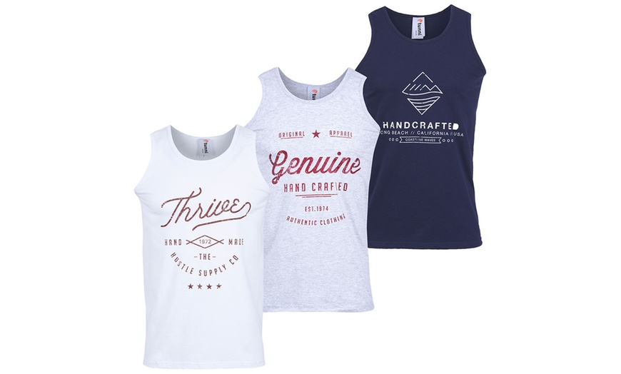 Image 1: Three-Pack of Men's Printed Vests