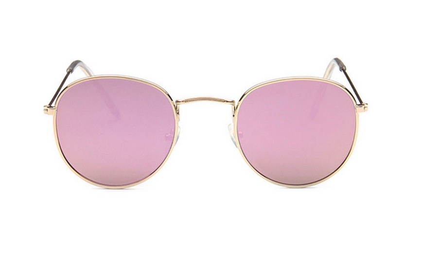 Image 7: Round-Mirrored Sunglasses