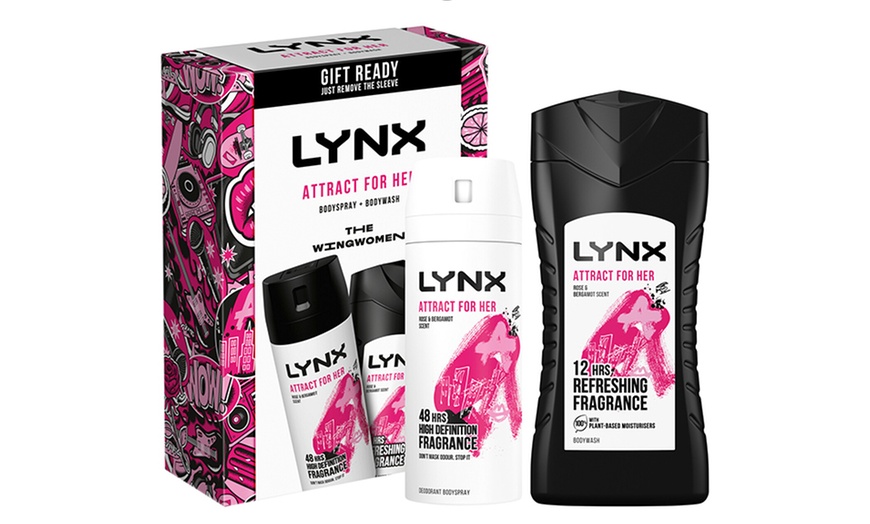 Image 1: Up to Four Lynx Attract For Her Body Spray and Wash Duo Gift Set