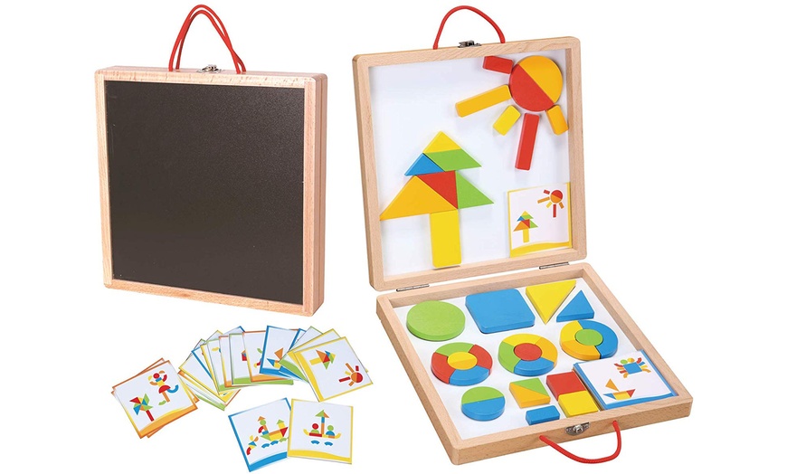 Image 1: Wooden Magnetic Blocks Set