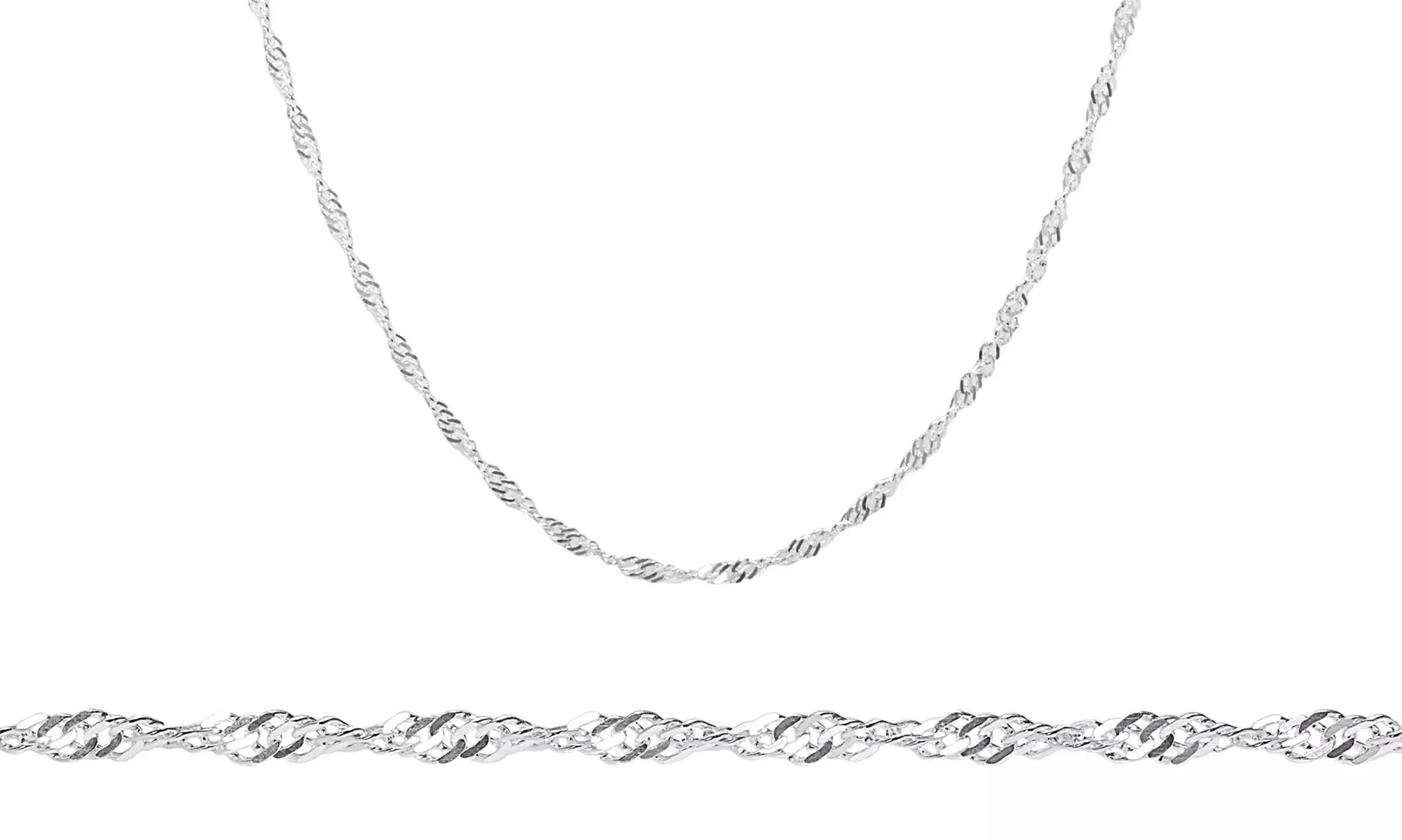 Italian Singapore Chain in Solid Sterling Silver - Primary Image