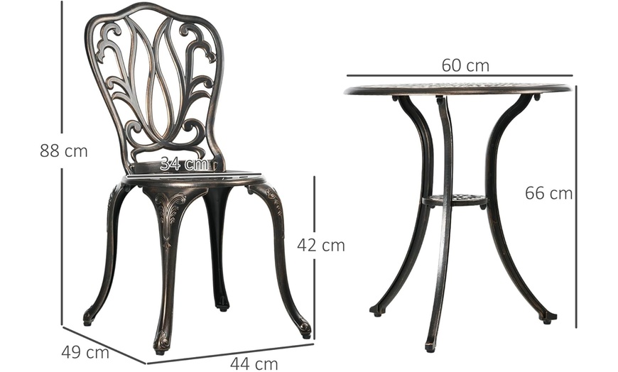 Image 9: Outsunny Three-Piece Garden Bistro Set