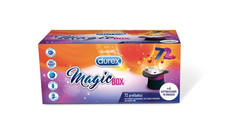 Durex Magic Box con 24 preservativi Sync, 24 Performa e 24 Pleasuremax