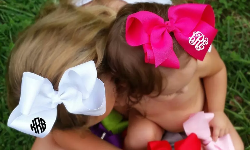 One or Two Monogrammed Hair Bows from Kabolillie (Up to 56% Off) - Second Medium