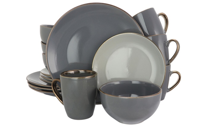 Elama Lavish Stoneware Dinnerware Sets (16-piece) 