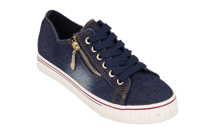 Image 8: Women's Denim Lace Up Trainers