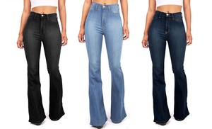 Women's Tummy Control Bell-Bottomed Denim Pants