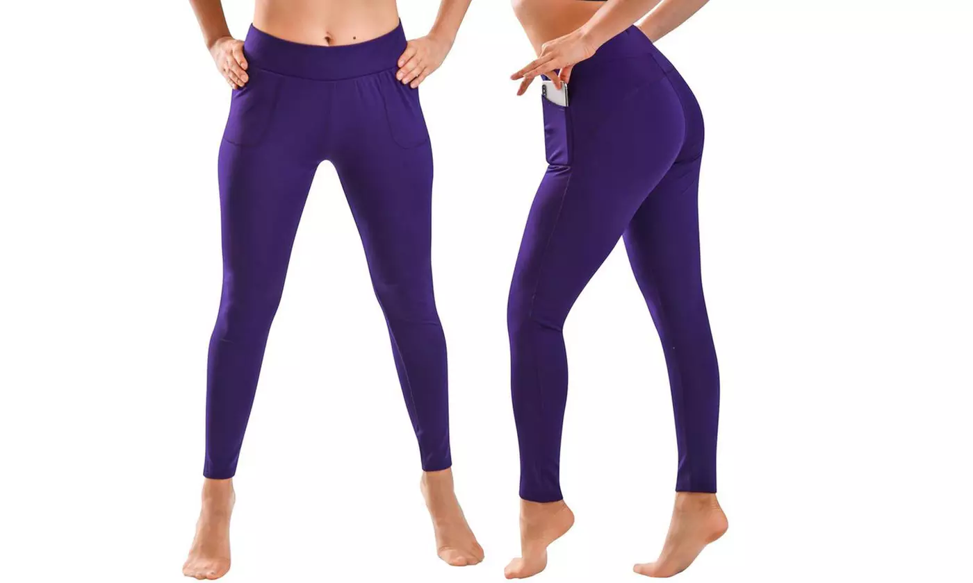 Clanec Women's High-Rise Leggings with Pockets (2-Pack) - Second Medium