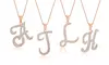 Diamond Accent Script Initial Rose Pendant by Diamante