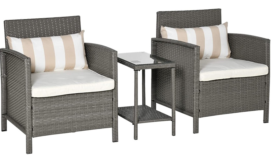 Image 13: Outsunny Rattan-Effect Bistro Furniture Set