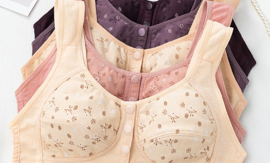 Image 22: Women's Vintage-Effect Floral Front Closure Bra