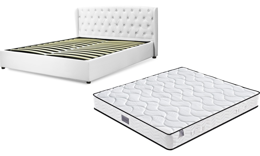 Image 7: Lit coffre Sherwood simili cuir de Sampur, matelas "Cosmos" en option