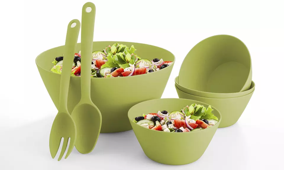 Eco-Friendly Bamboo Salad Bowl Sets (7-Piece) - Second Medium
