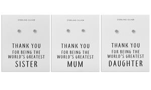 Philip Jones Sterling Silver Thank You Earrings