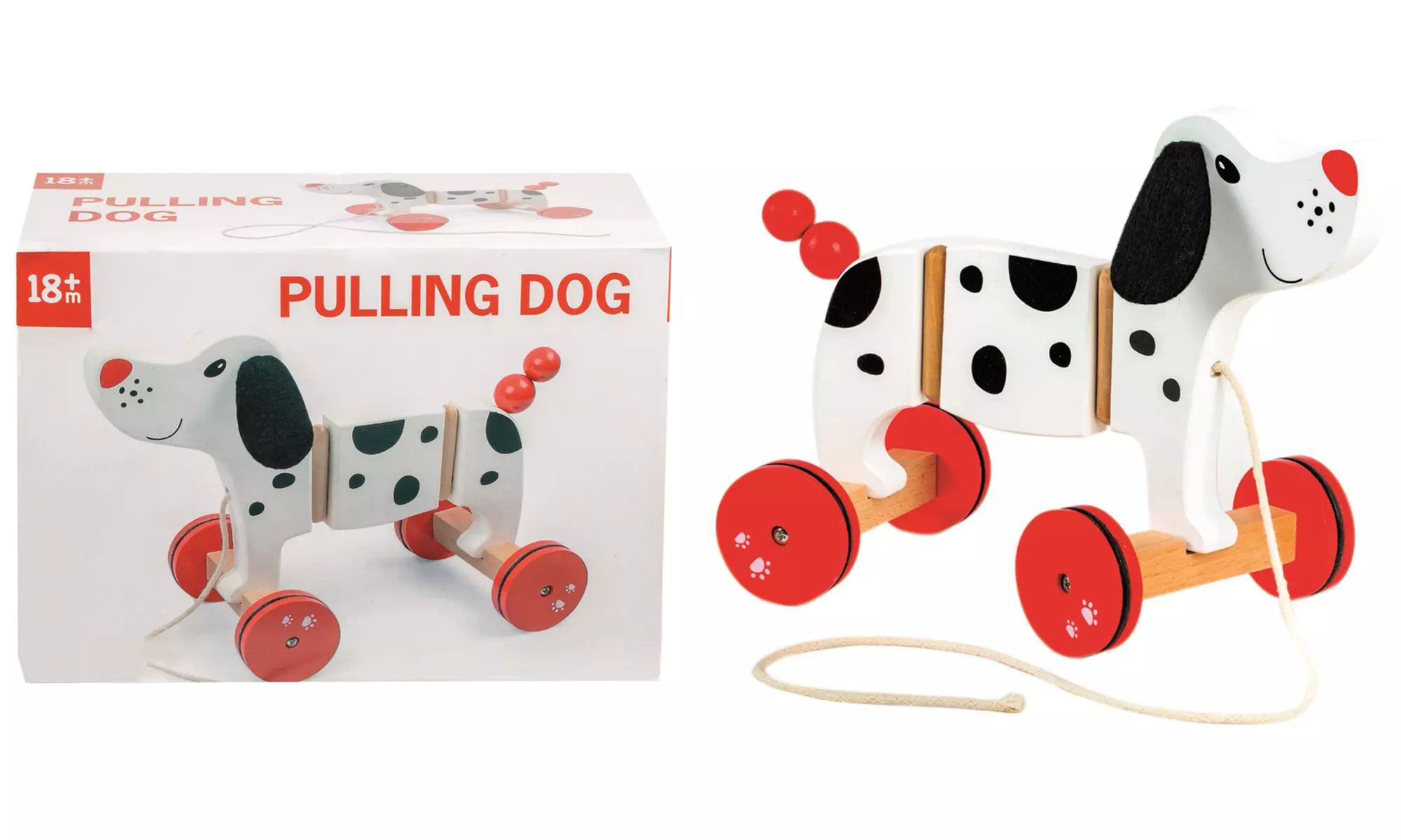 Chien en bois à traîner pour enfant - Primary Image