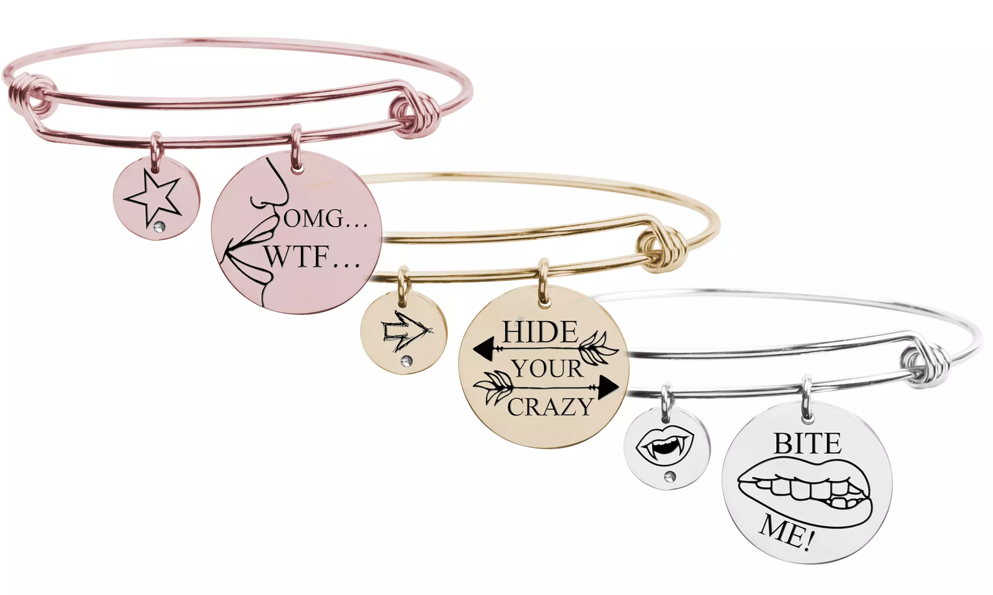 Fun Sayings Bangle by Pink Box - Primary Image