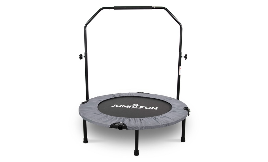 Image 8: Jump4fun Mini-Fitness-Trampolin mit Doppel-Stange
