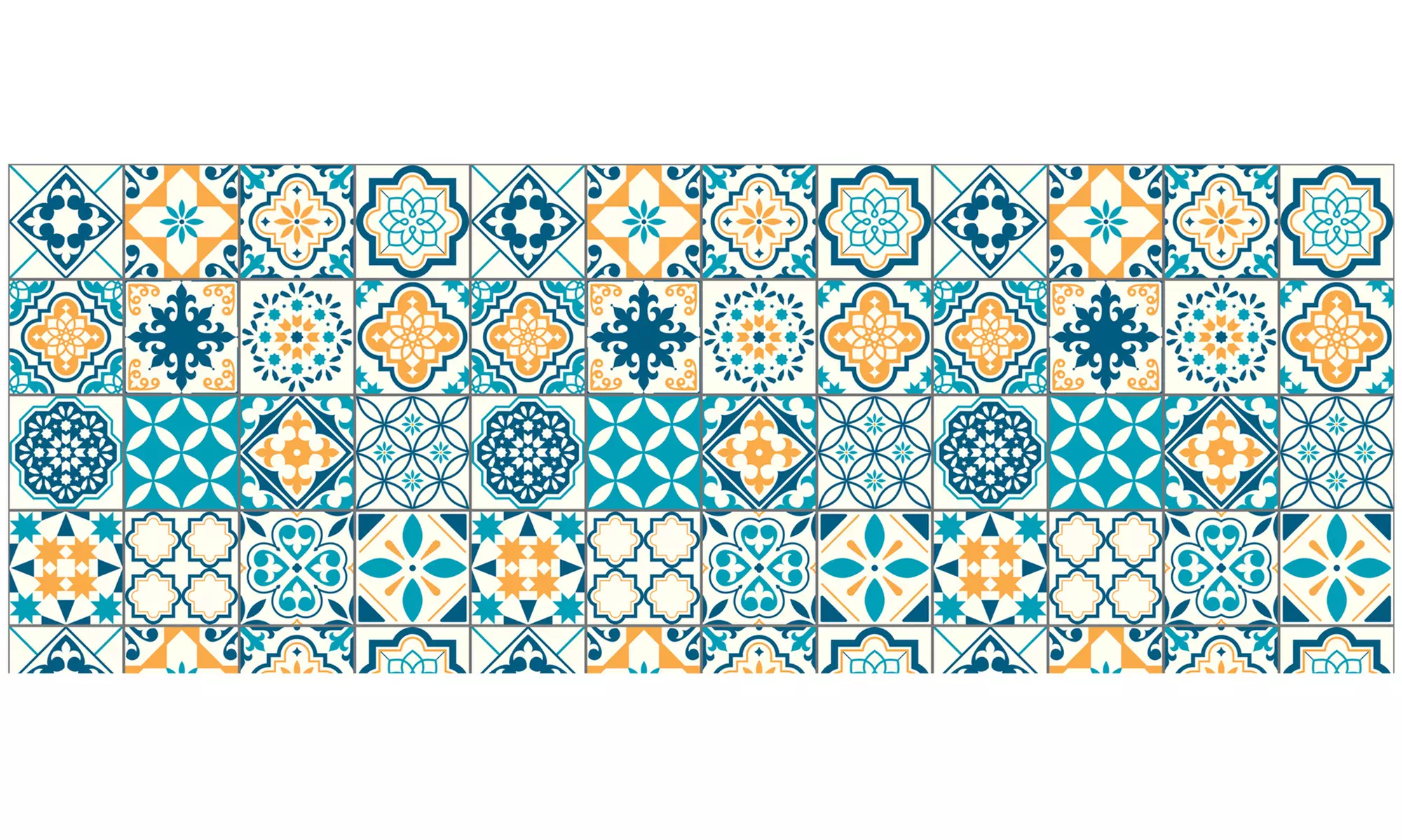 Alfombra de cocina con diseño de azulejos y reverso antideslizante
