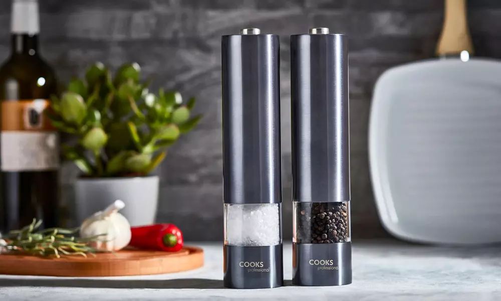 Cooks Professional Electric Salt and Pepper Mill Set with Optional Four-Pack of AA Battery - Second Medium