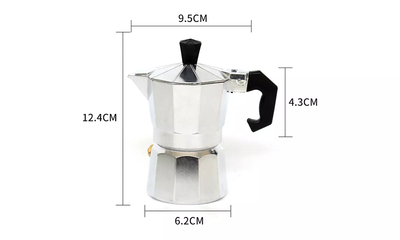 Stovetop Espresso Coffee Maker 1/3/6 Cups Moka Latte Stainless Pot - Second Medium