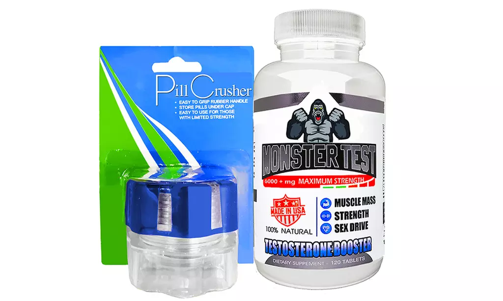 Monster Test Testosterone Booster (120-Count) and Pill Crusher - Primary Image