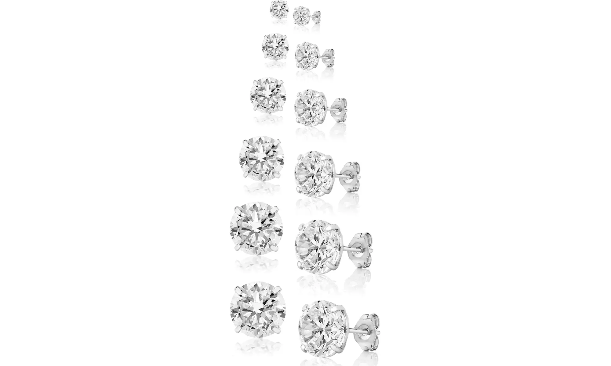 14K White Gold Stud Earrings Made with Swarovski Elements - Primary Image