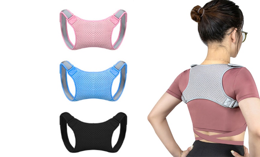 Image 1: Adjustable Back Posture Corrector Brace