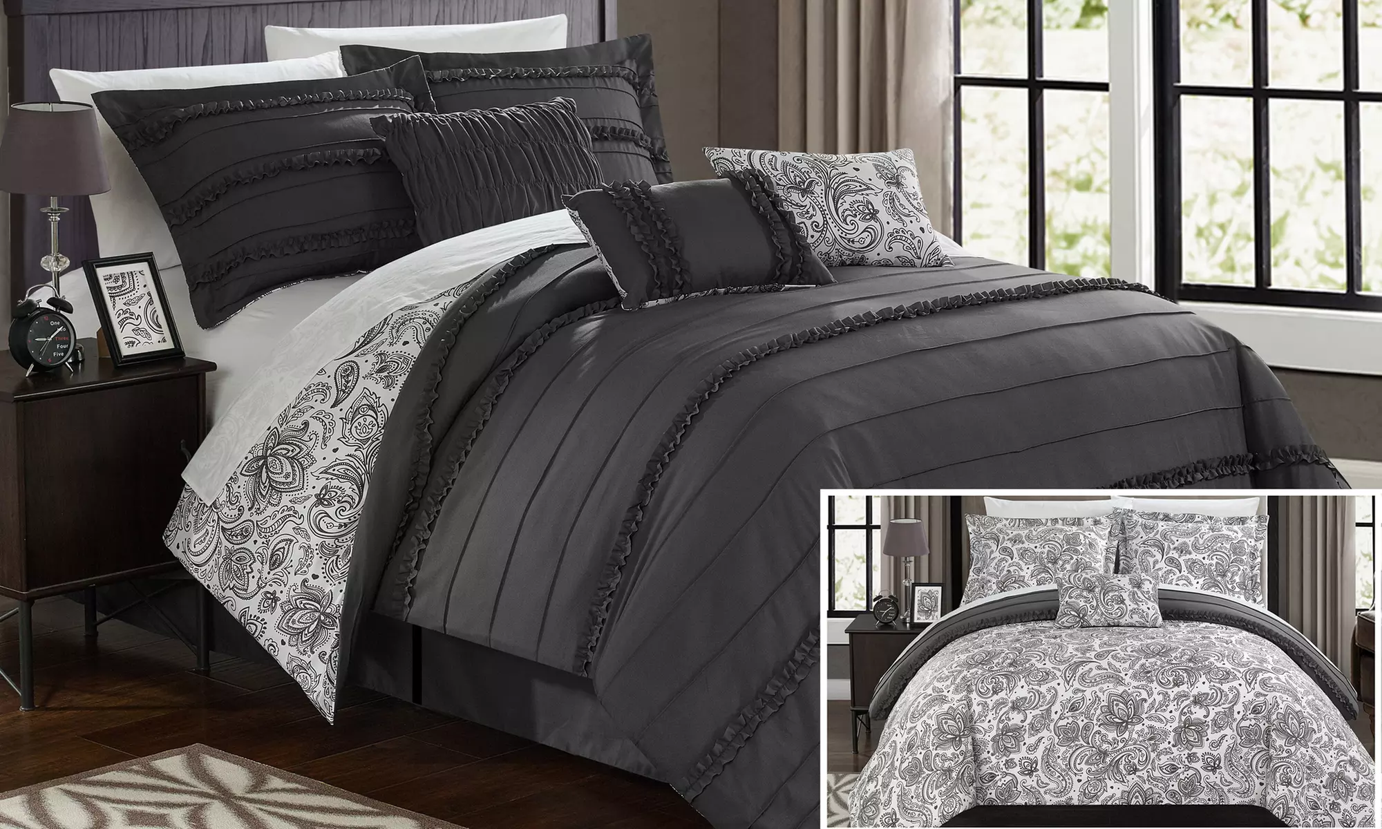 Rozelle Reversible Paisley Floral Comforter Set (6- or 7-Piece) - Primary Image