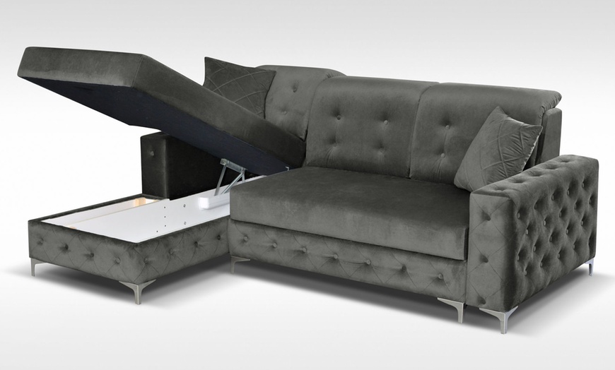 Image 3: Plush Velvet Sofa Bed