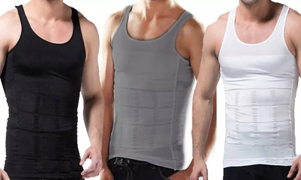 1 o 2 canotte da uomo a compressione graduata per correzione della forma e supporto della zona lombare - Primary Image