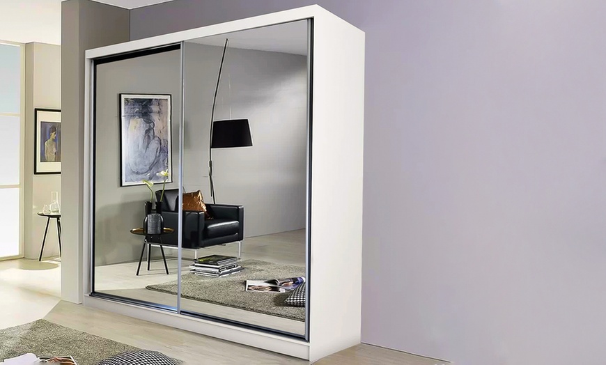 Image 1: Sliding Wardrobe with Full Mirror Door