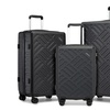 Image 12: Three-Piece Sleek Geometric Pattern Hard Shell ABS+PC Suitcase Set 